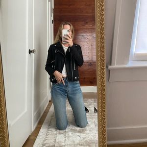 COPY - The kooples black sweat shirt moto jacket. Medium